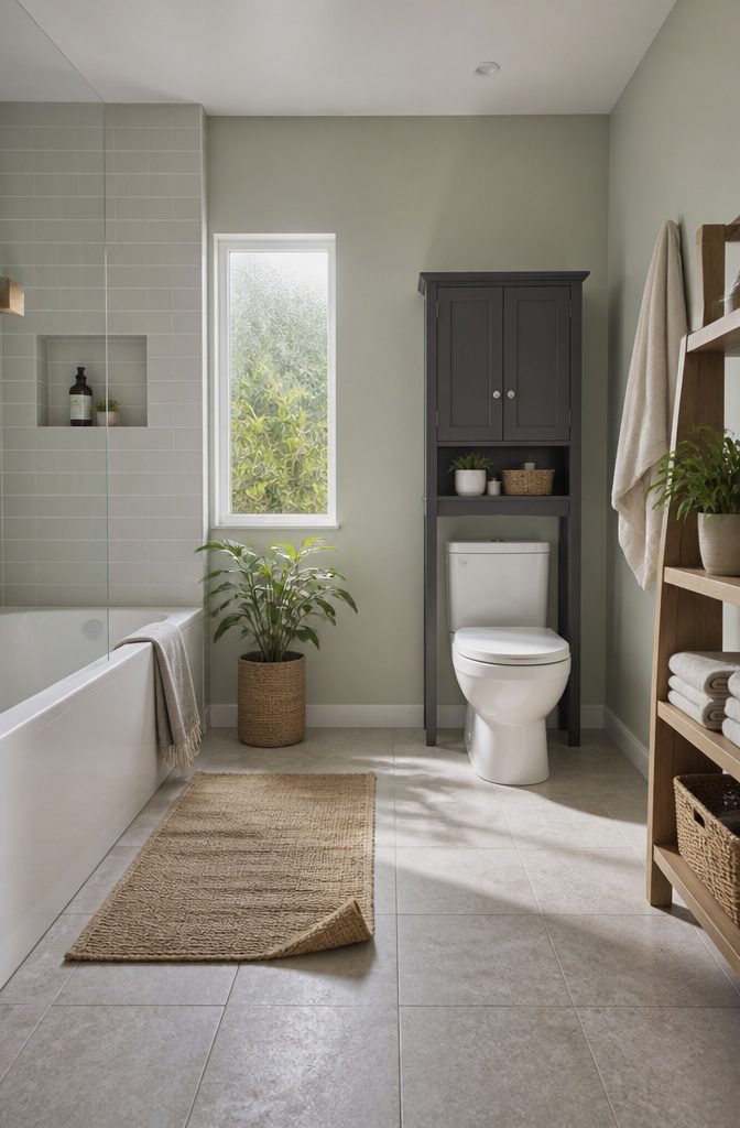 White cabinet mounted above a toilet with storage doors