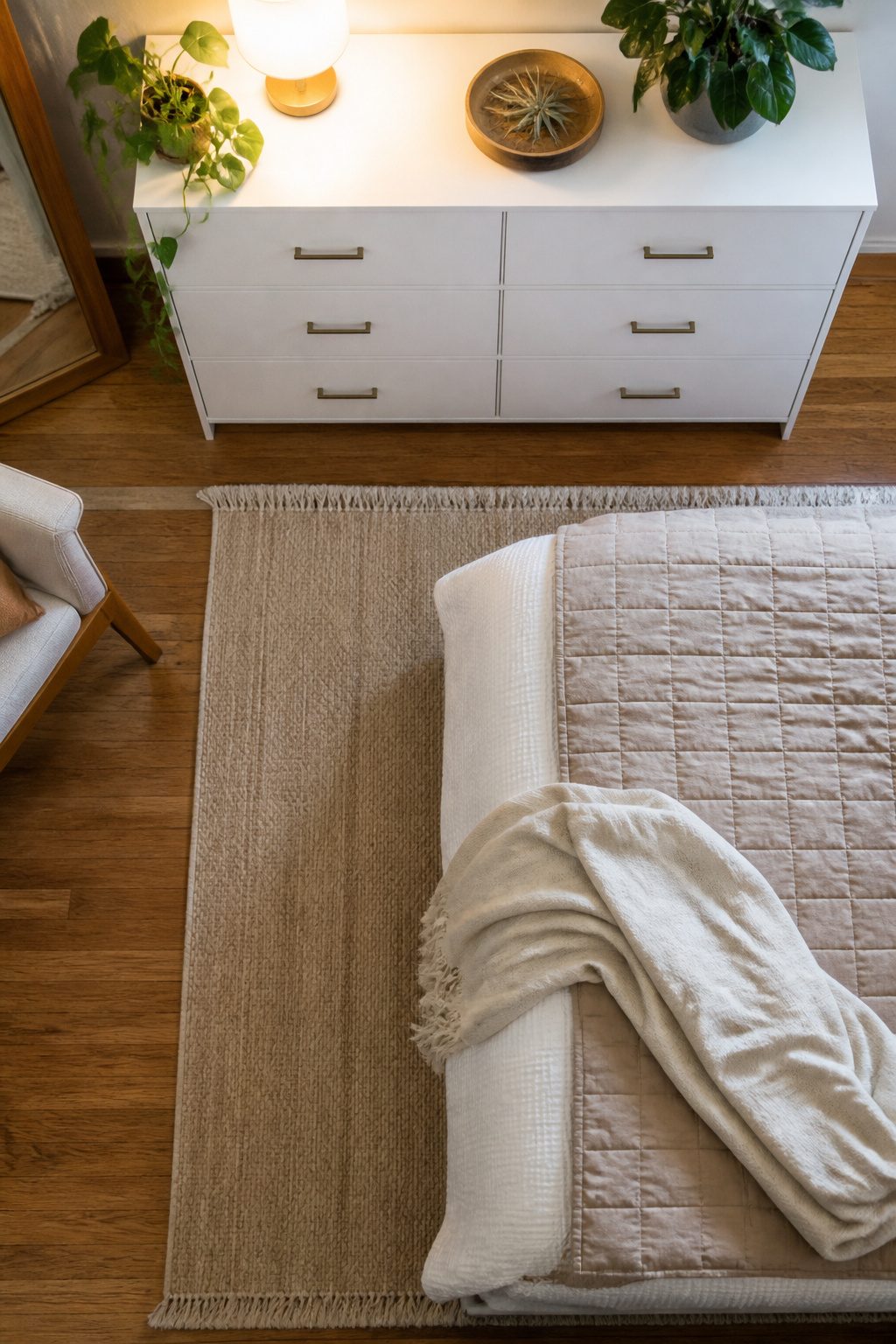 An IKEA dresser with unique hardware replacing the original pulls.
