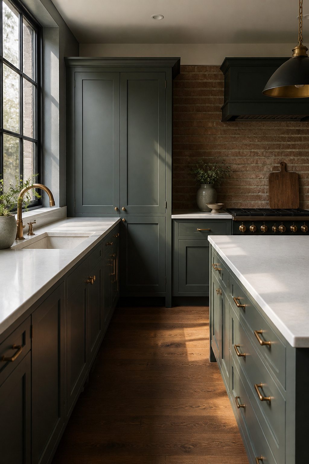 Kitchen featuring Down Pipe cabinets and white honed quartz countertops.