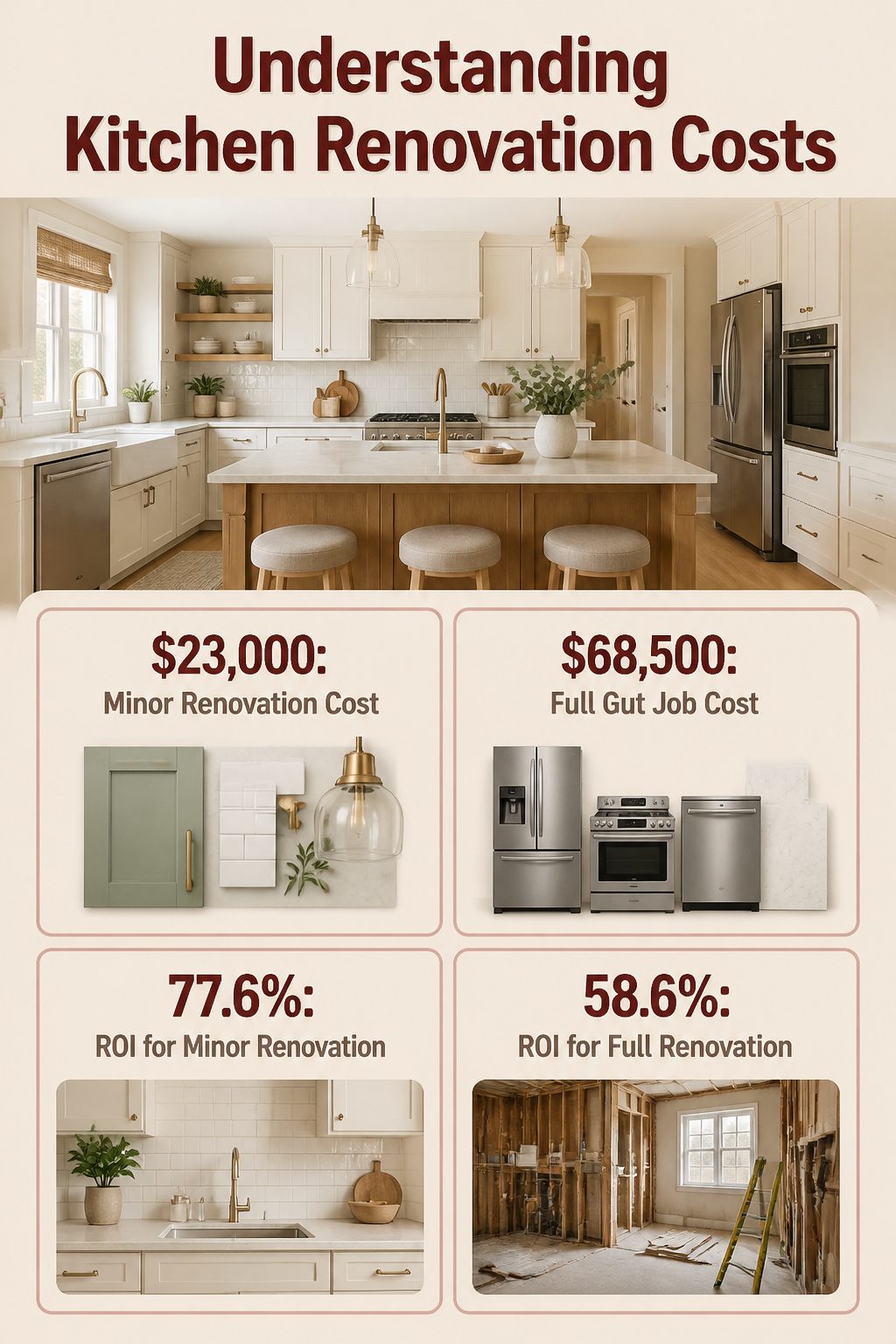 An infographic illustrating kitchen renovation costs and returns.