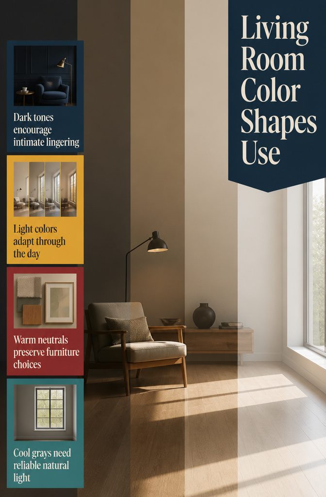 Living Room Color Shapes Use graphic with color choices and room activities