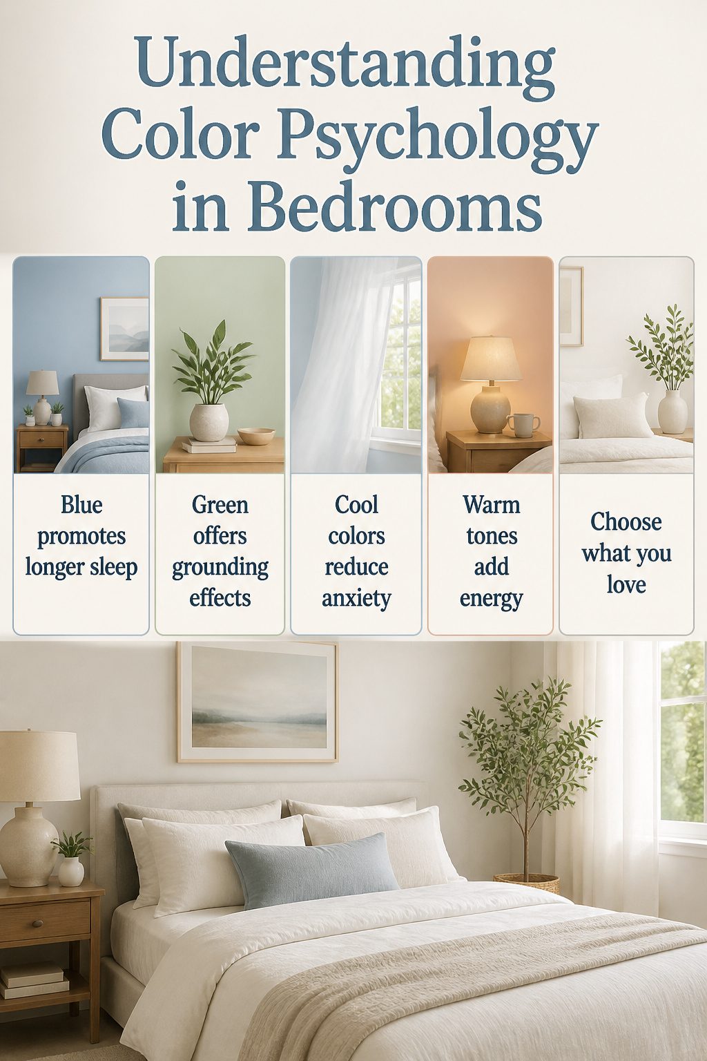 Information image about color psychology in bedrooms.