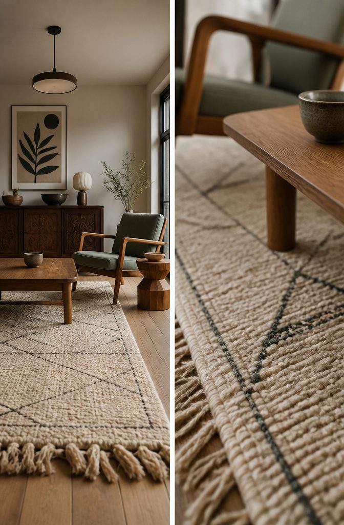 Mid-century armchair beside a low Japanese-style table