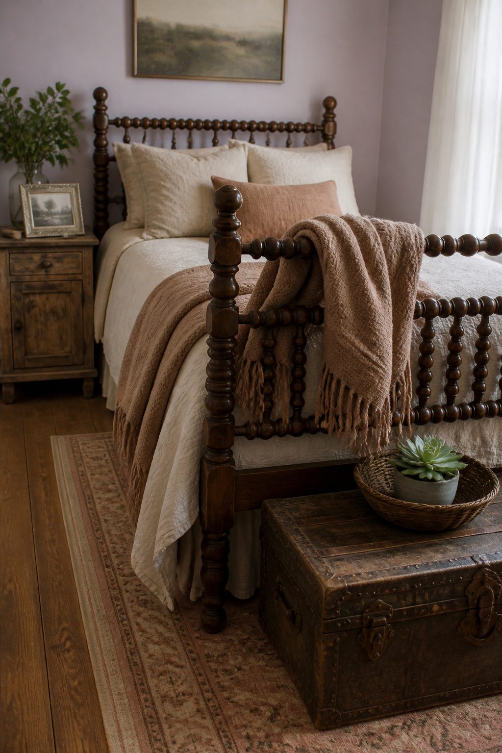 Sentimental furniture pieces arranged thoughtfully in a bedroom.