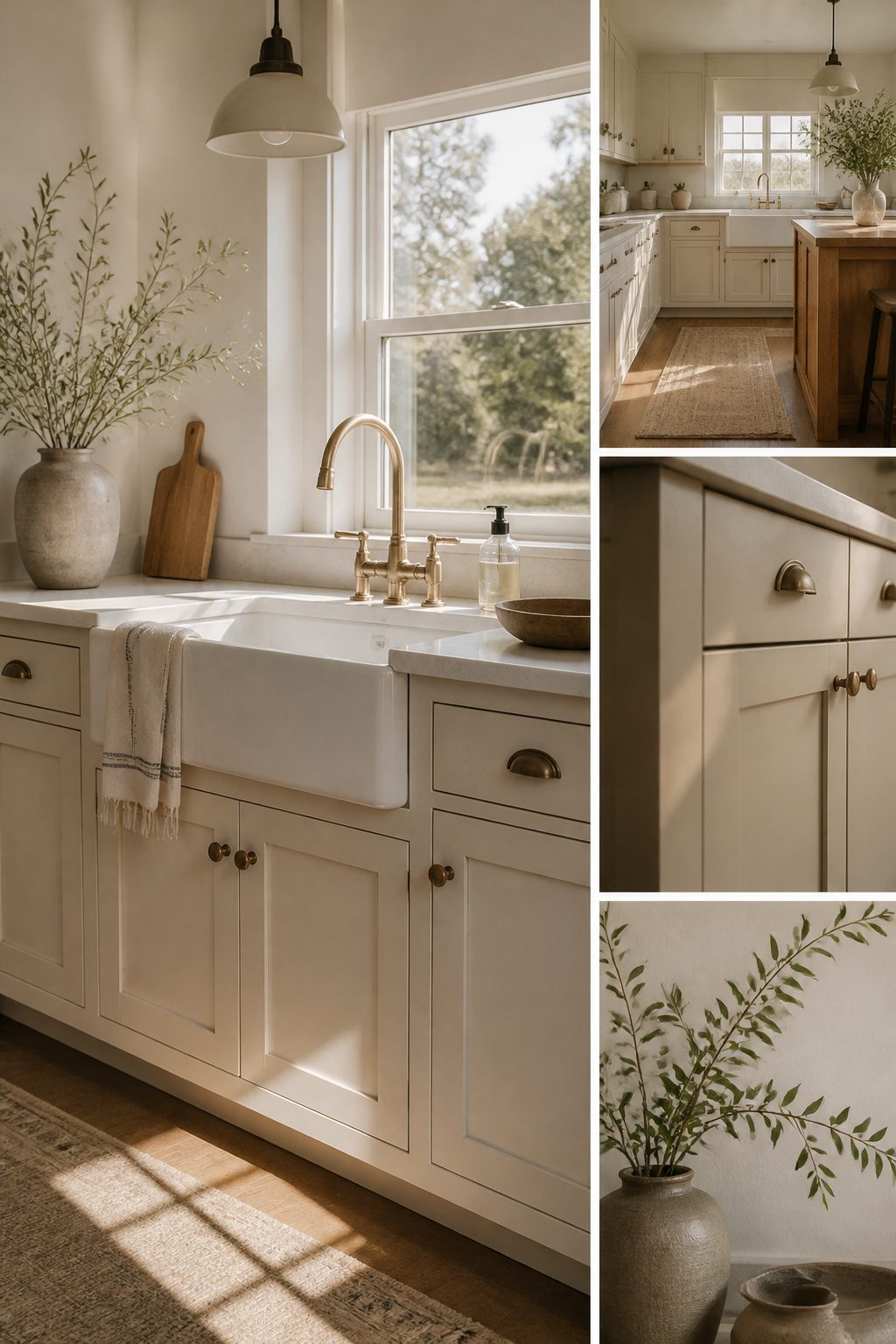 A kitchen featuring Shaker-style cabinets and a farmhouse sink.