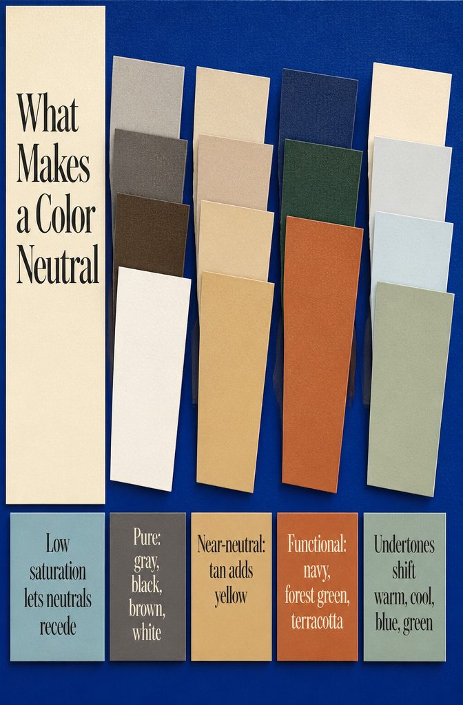 Neutral color palette with beige taupe cream gray black and white swatches