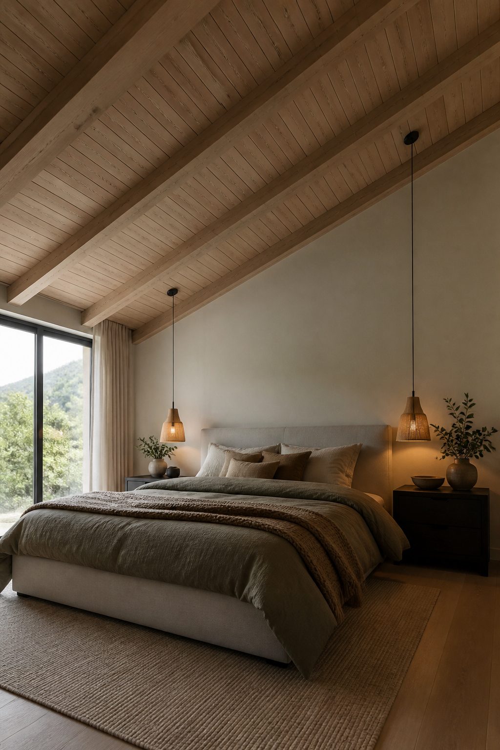 Wooden ceiling planks installed parallel to the joists.