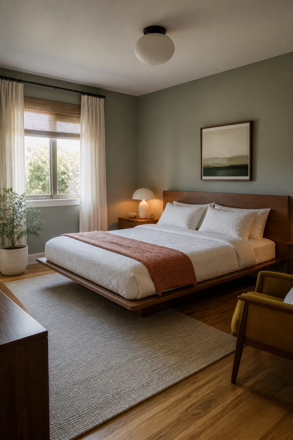 A bed with a small gap from the wall, showcasing modern design.