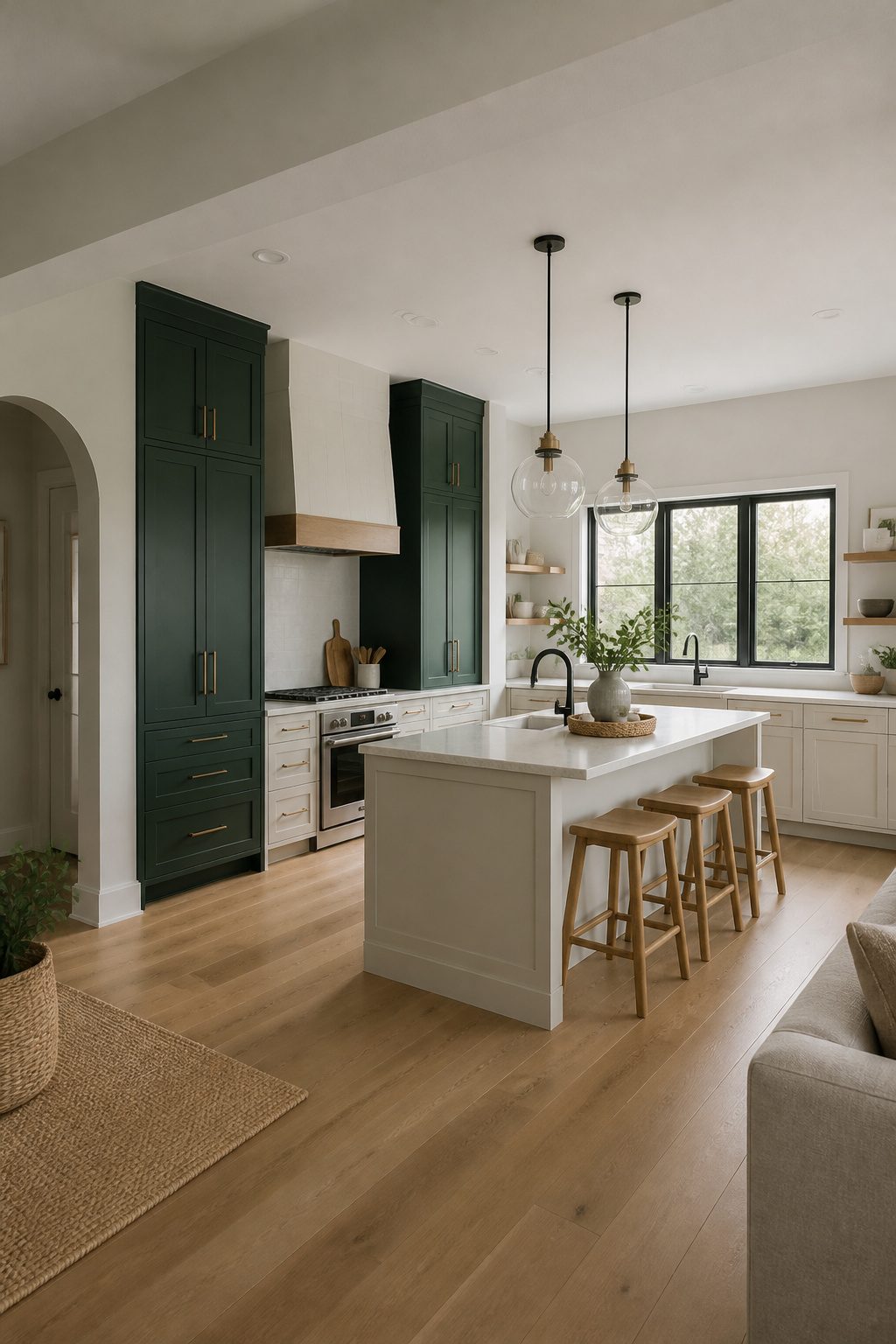 Tall Cabinets One Color, Perimeter Another