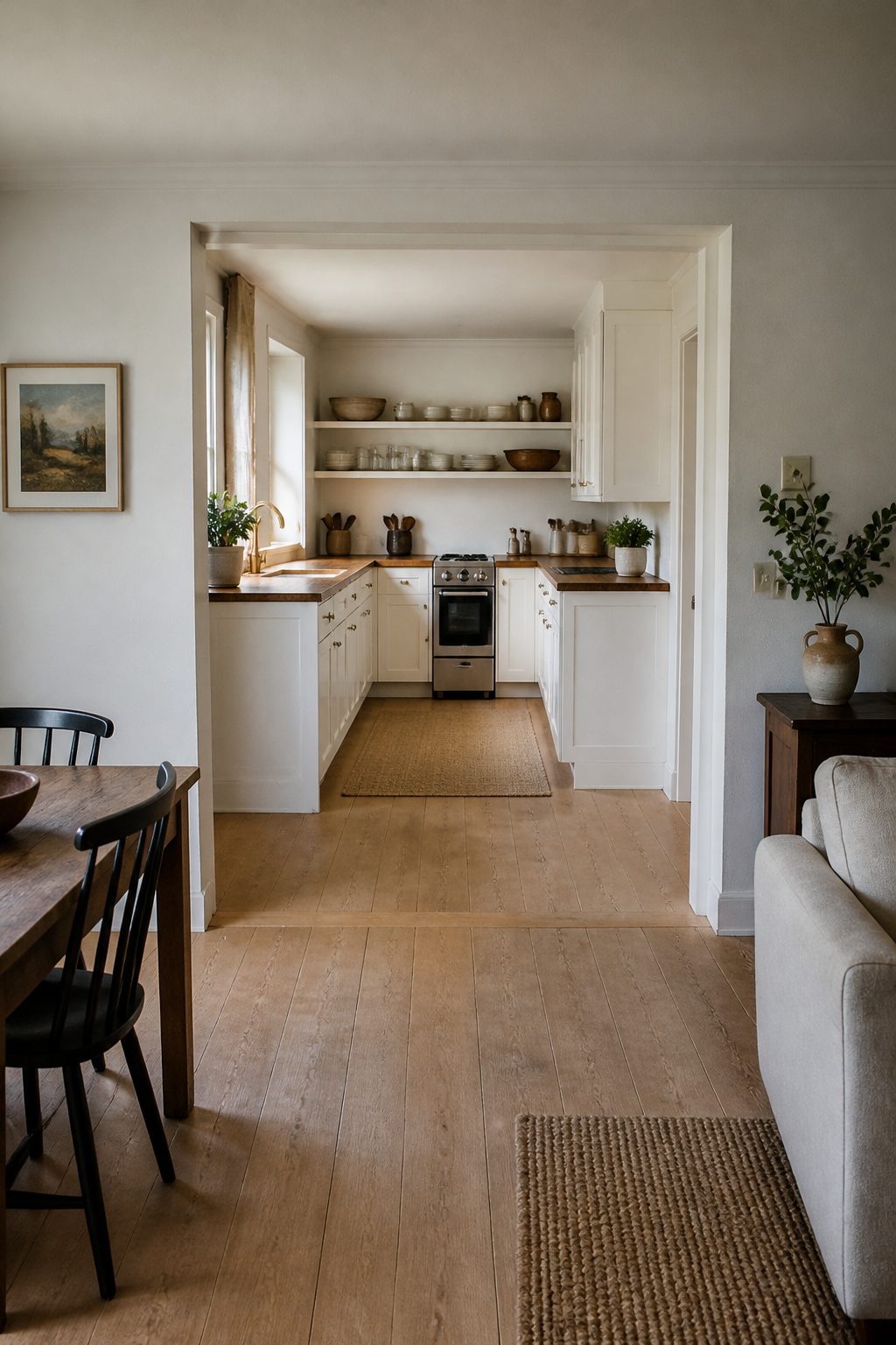 U-shaped kitchen in a small space with efficient design.